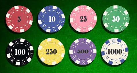 5 cores de fichas de poker
